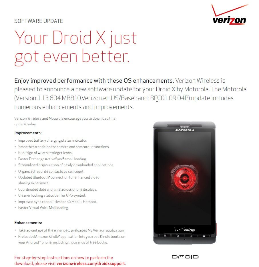 Motorola Droid X OTA Update On The Way, Bringing Bug Fixes