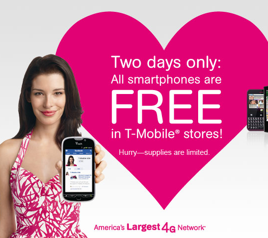 T-Mobile Valentine's Sale: All Android Phones Free February 11-12