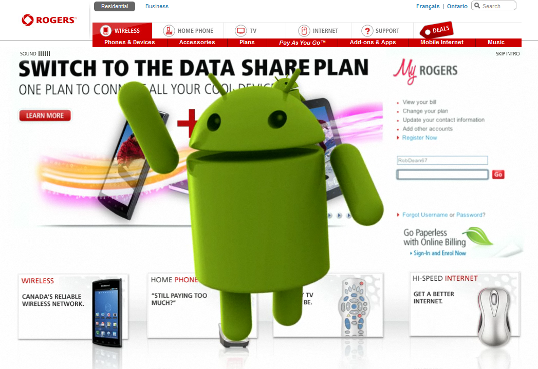 Android Takes Over Rogers.com - This You Need To See