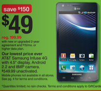 [Deal Alert] AT&T Samsung Infuse 4G Available For $50 at Target July 17-23