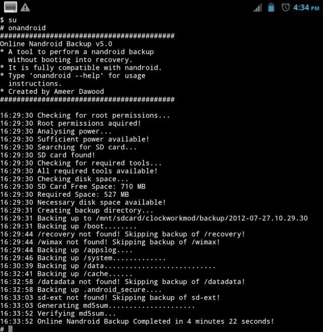 Onandroid Allows Live Full Nandroid Backups Without Rebooting Into Recovery