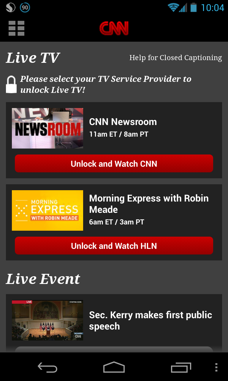 Official CNN App For Phones Updated With Live Video