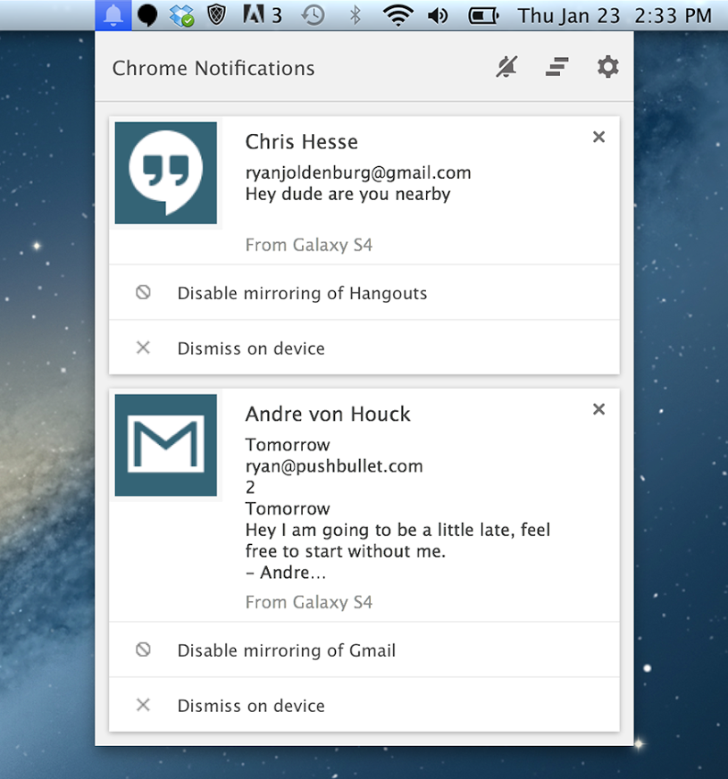 Pushbullet 13.2 Fully Syncs Desktop Chrome's Notification Center With ...