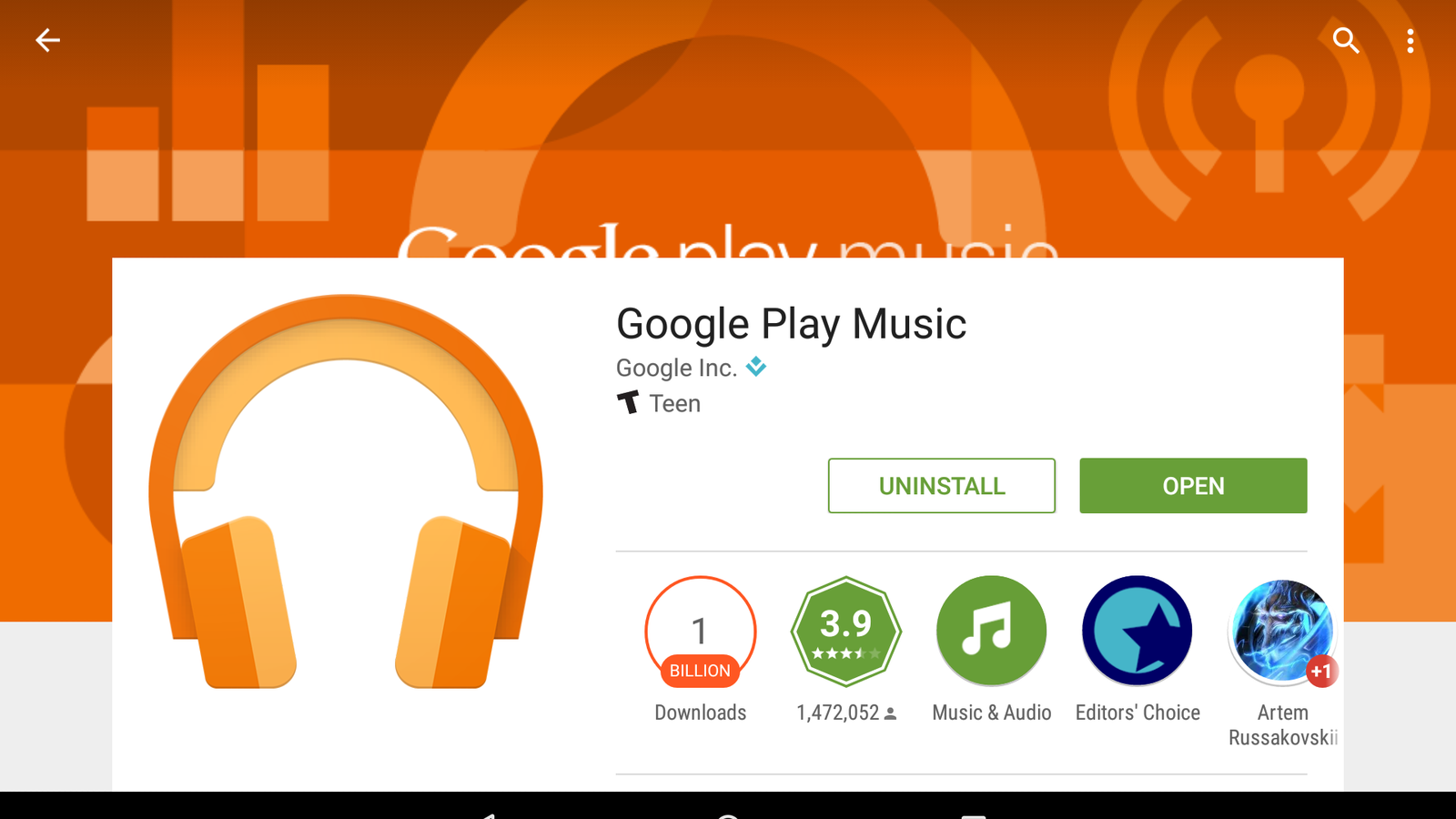 Play Music Surpasses 1 Billion Installs, Becomes The 15th Android App ...
