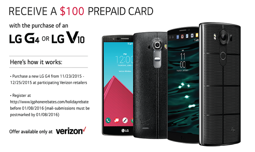 LG Is Giving Out A $100 Rebate Toward Verizon's G4 And V10, Which You ...