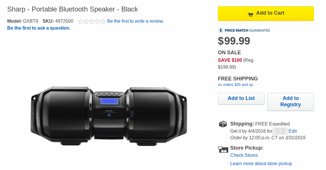 [Deal Alert] Best Buy Has A Crazy 100W Sharp Portable Bluetooth Boombox ...