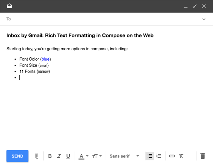 Inbox On the Web Finally Gets Support For Rich Text Formatting