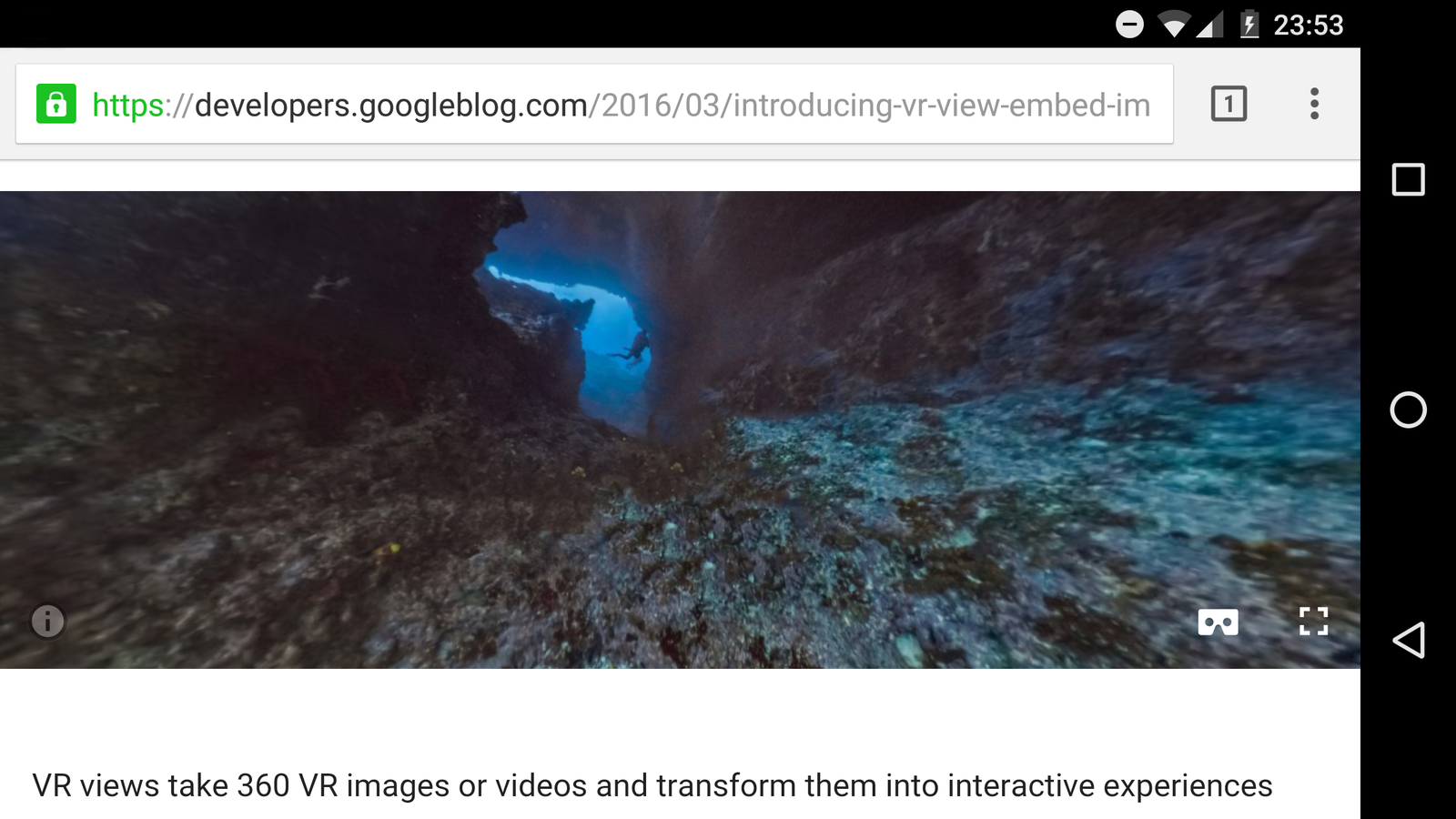 Flag to enable a virtual reality shell appears in Chrome Dev 53