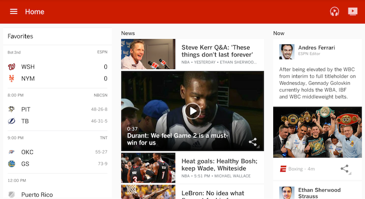 ESPN's Big Jump To 5.0 Brings Cricket Scores, Favorites Tab, And Region ...