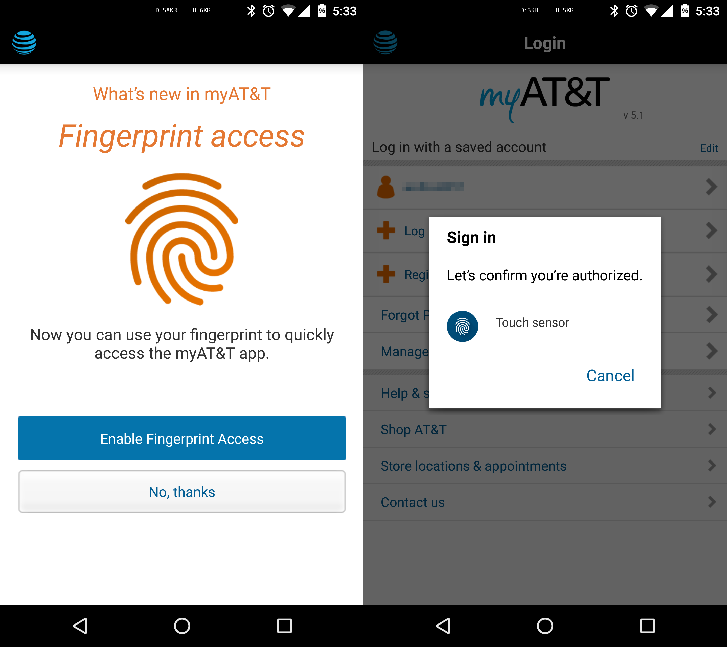 myAT&T app adds fingerprint login for supported devices, plus AT&T ...
