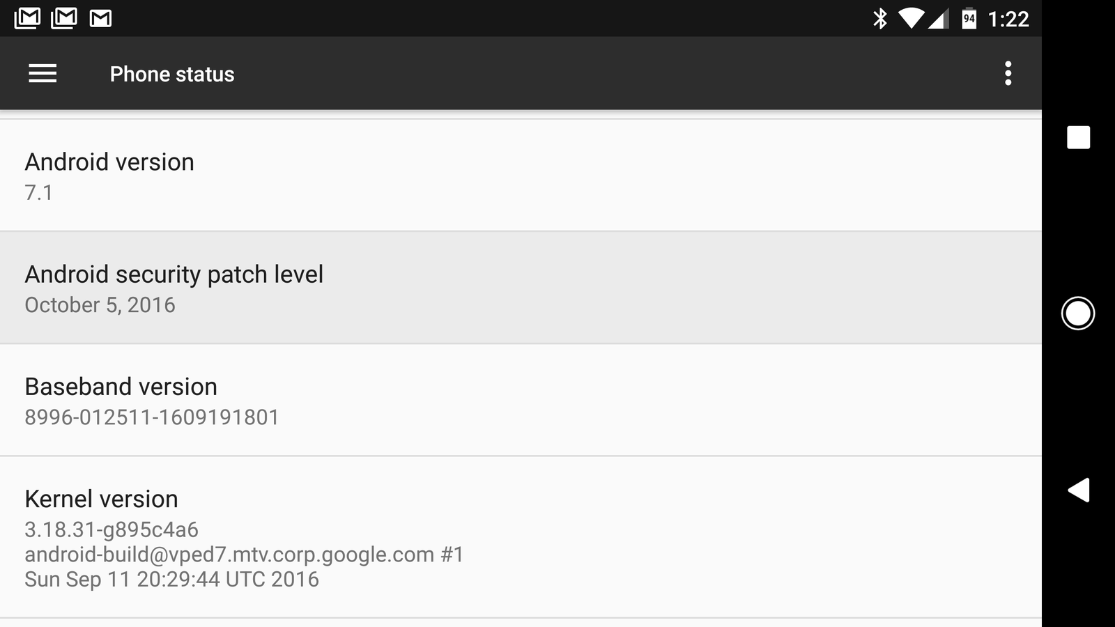 Android 7.1 feature spotlight: Tapping the security patch date loads ...