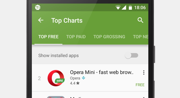 New interface for Play Store Top Charts rolling out to more users
