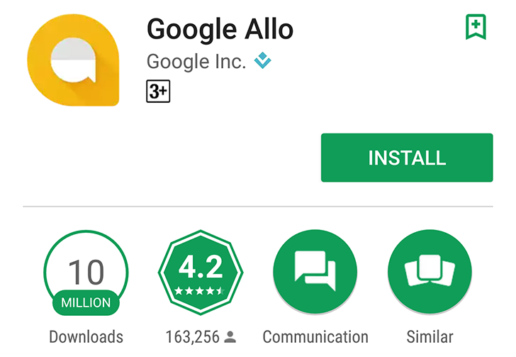 Google Allo just surpassed 10 Million downloads on the Play Store