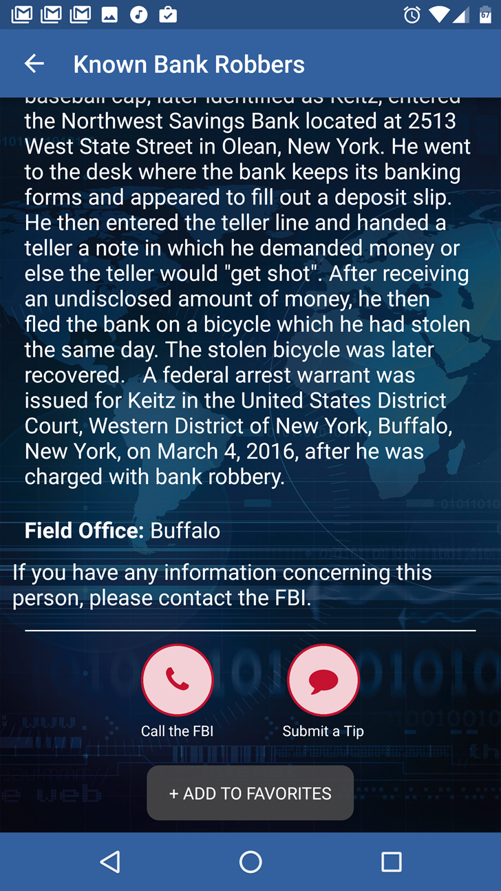 The FBI's official Wanted Android app seeks help finding federal fugitives