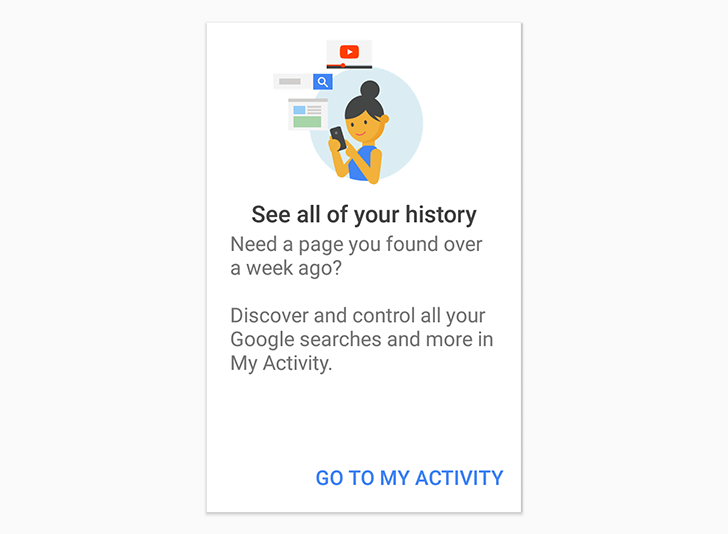 The visual Recent search interface in the Google app appears to be on a ...