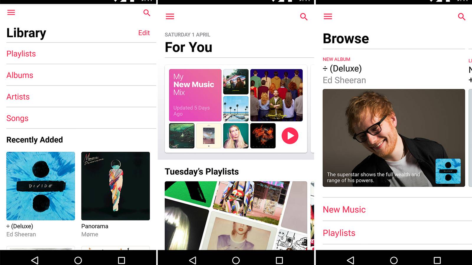 Apple Music for Android updated to v2.0 with a redesigned user interface