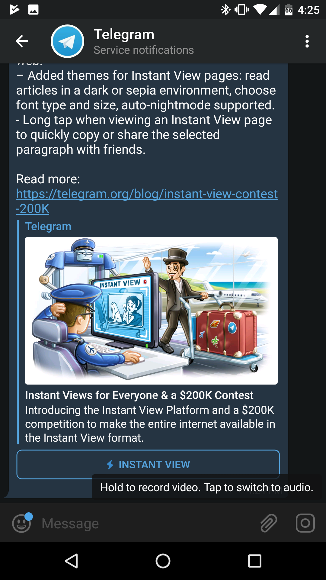 Telegram 4.0 brings the full launch of the Instant View Platform, bot ...