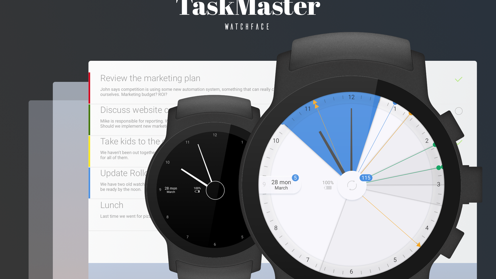 Watch Tasker's The Task Master watch face puts your calendar front and center