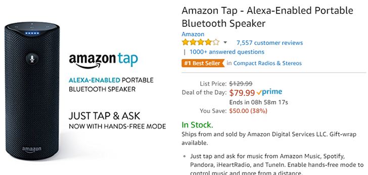 [Deal Alert] Amazon Tap is down to $79.99 ($50 off) for today only