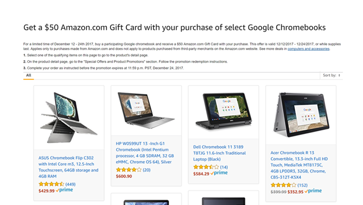 [Deal Alert] Get a $50 Amazon gift card when you buy a Chromebook ...