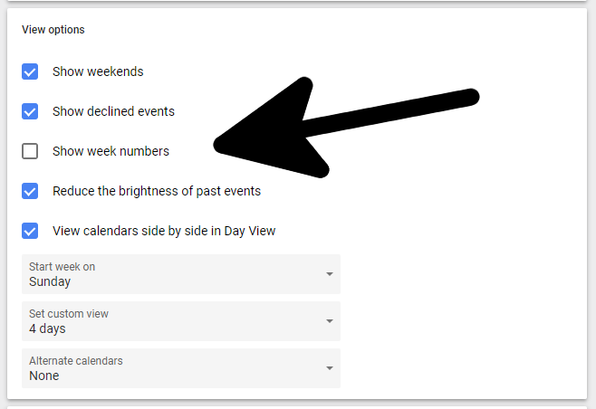 Google Calendar's desktop site can now show week numbers