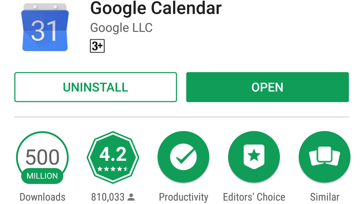 Google Calendar reaches 500 million installs on the Play Store