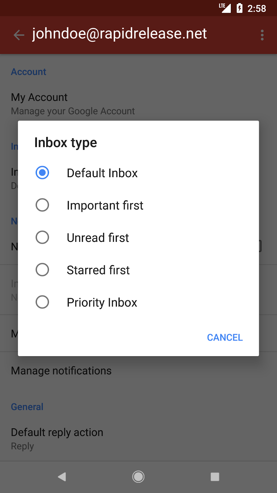 [Update: Default can't be changed] Inbox types are now supported in the ...