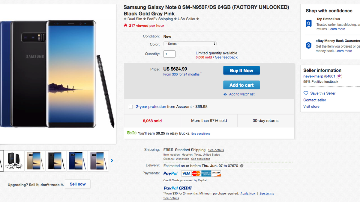 [Deal Alert] Galaxy Note8 dual-SIM down to just $624.99 ($275 off) on eBay