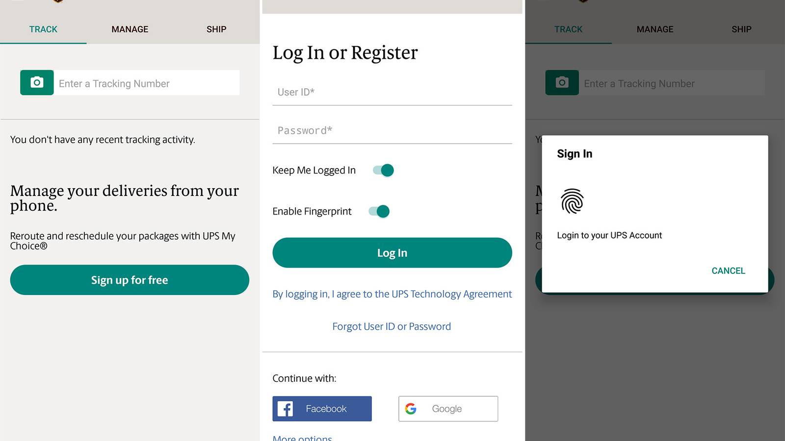 UPS app updated with less brown, fingerprint logins, and more