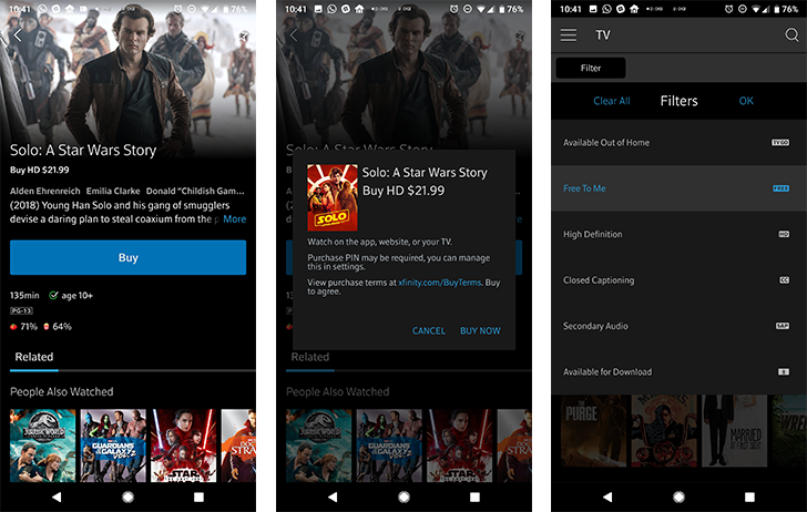 Xfinity Stream now lets you buy TV content in-app, download rentals