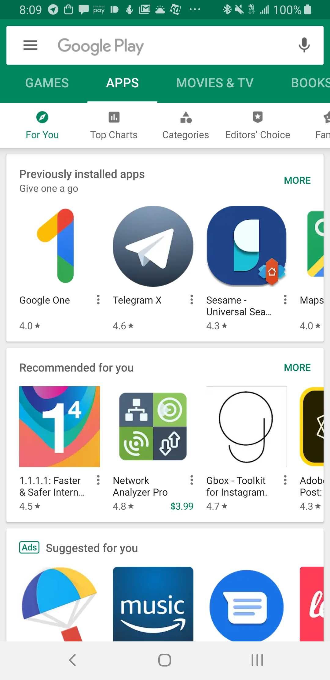 Play Store tests show inverted Games and Apps tabs, no overflow button ...