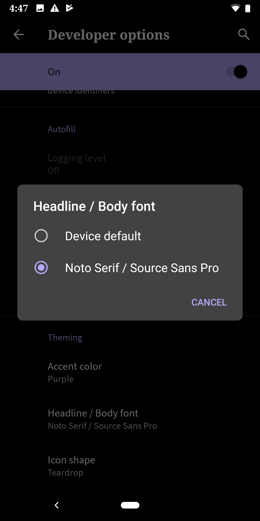 [Update: More colors] Android Q developer options include accent color ...