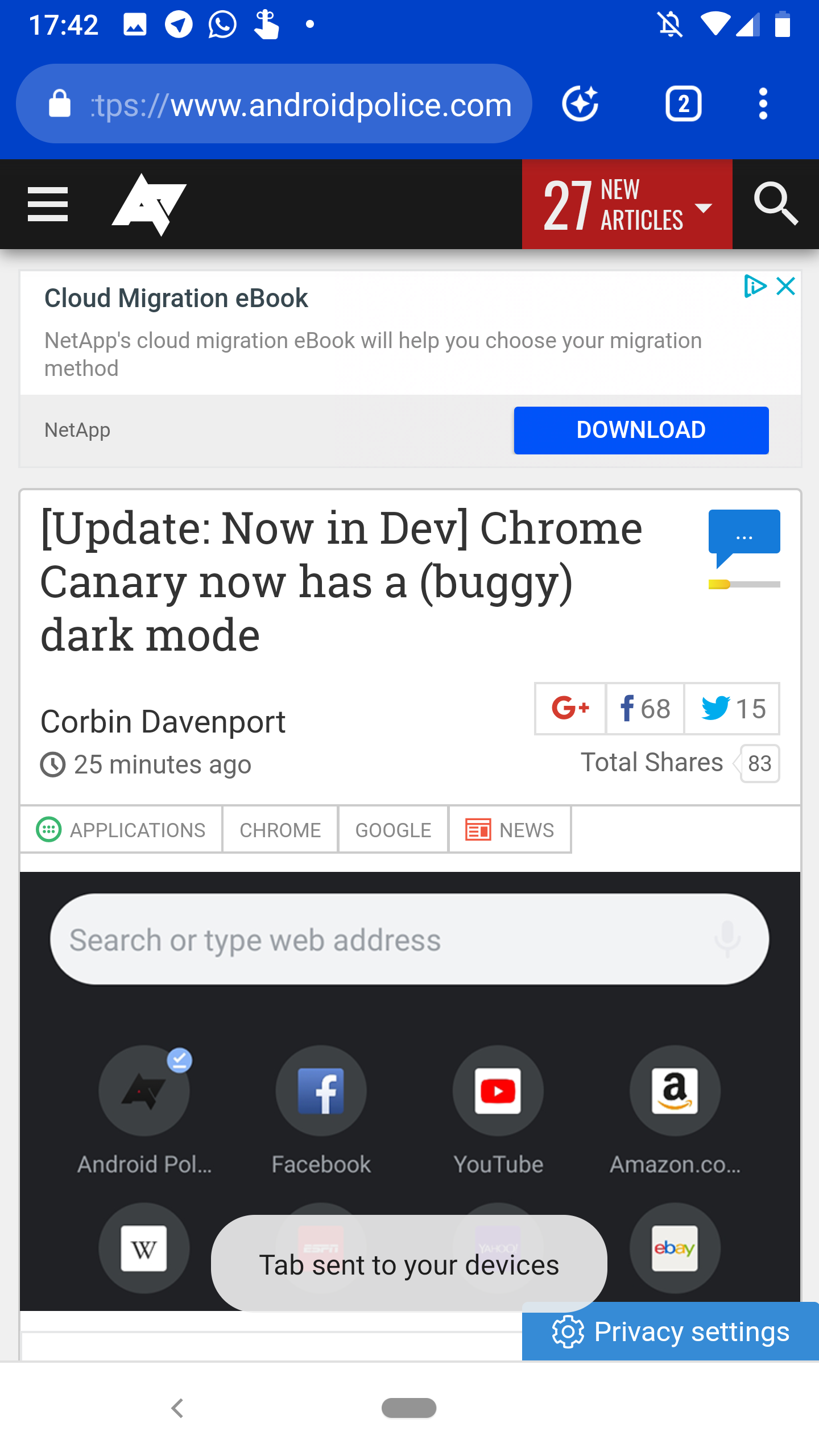 [Update: Live in Stable for some] You can directly send tabs to your ...