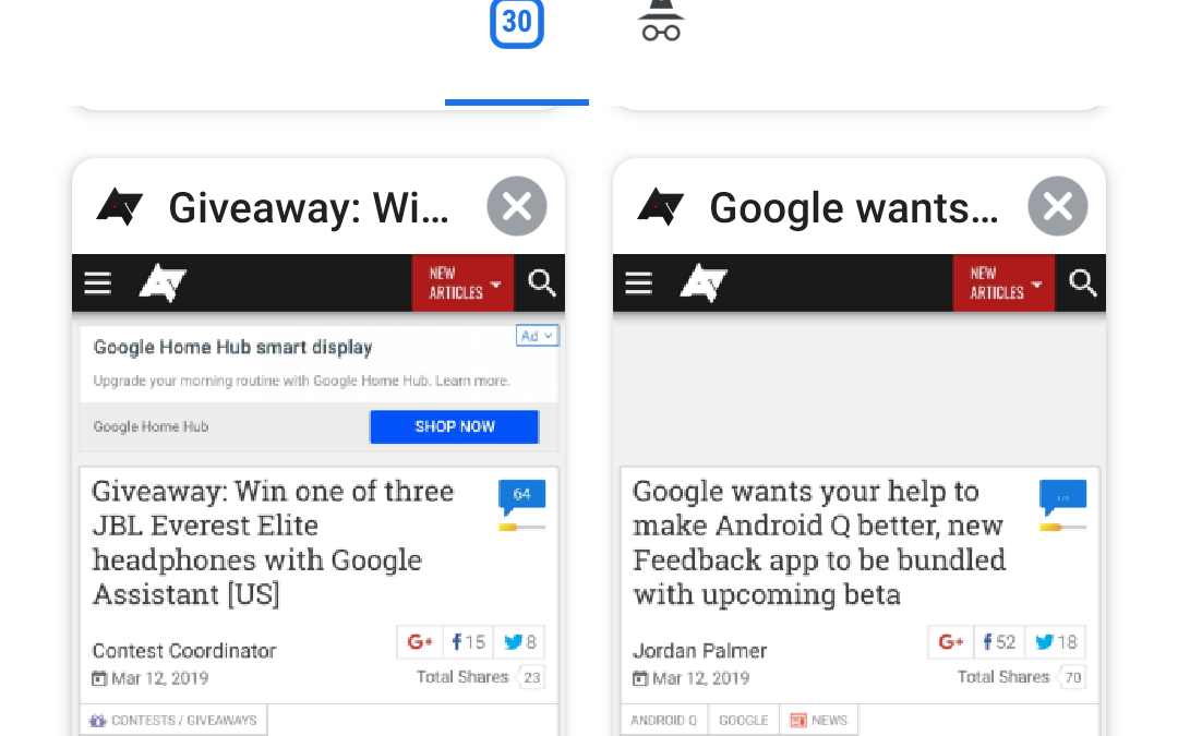 [Update: Now in Stable] Chrome tests a grid layout for the tab switcher ...