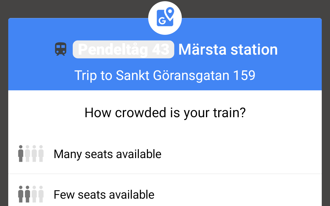 Google Maps is asking commuters how crowded their trains are