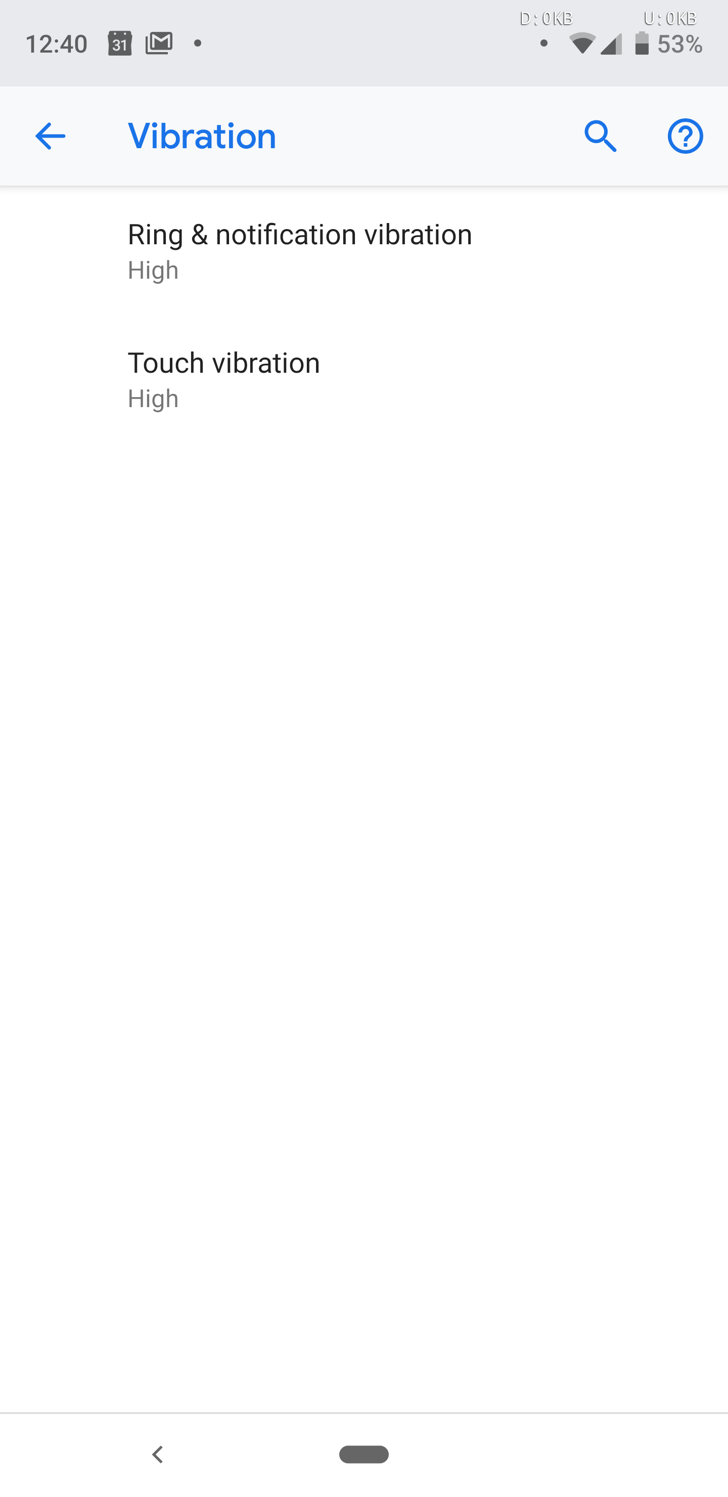 You can separately control vibration intensity for rings and notifications  on Android Q