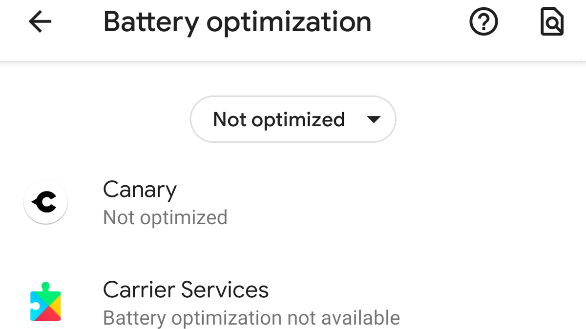 Battery optimization menu is crashing on Android Q Beta 3