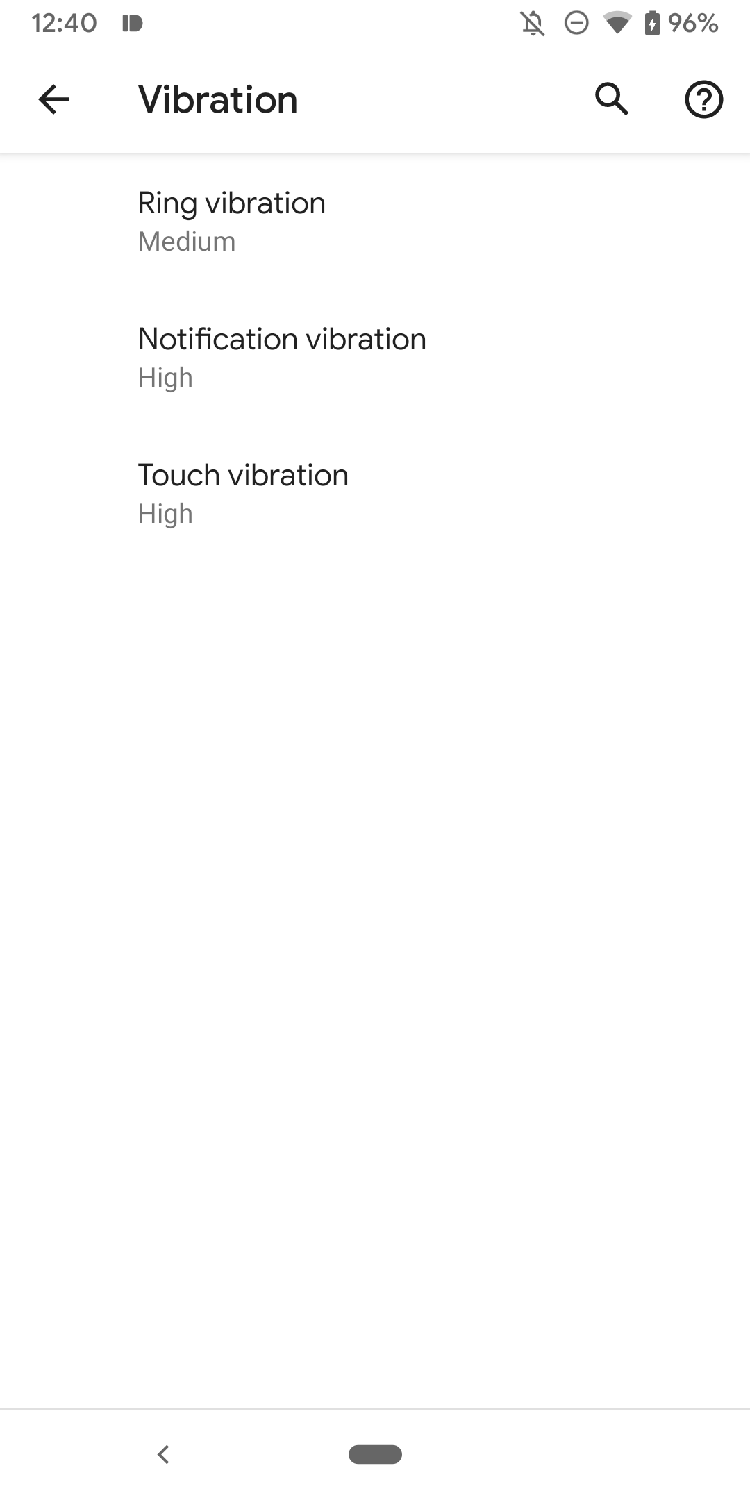 You can separately control vibration intensity for rings and notifications  on Android Q