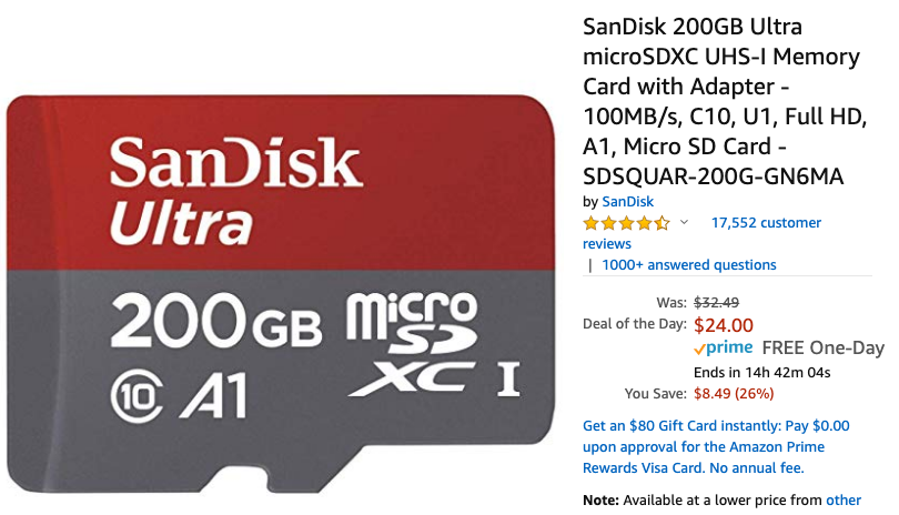 SanDisk 200GB microSD card drops to all-time low of $24 on Amazon for ...