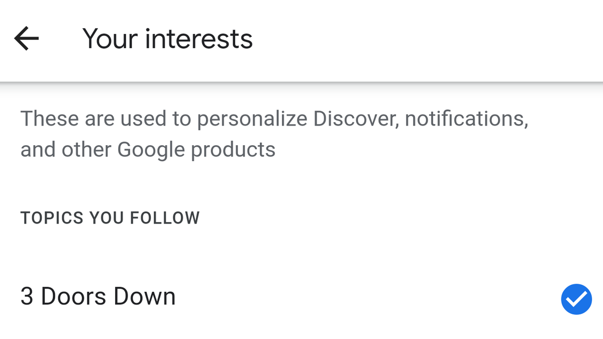 The Google app's new Interests section replaces Customize Discover