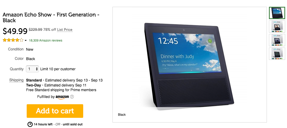 Get the first-gen Amazon Echo Show for a dirt cheap $50 on Woot