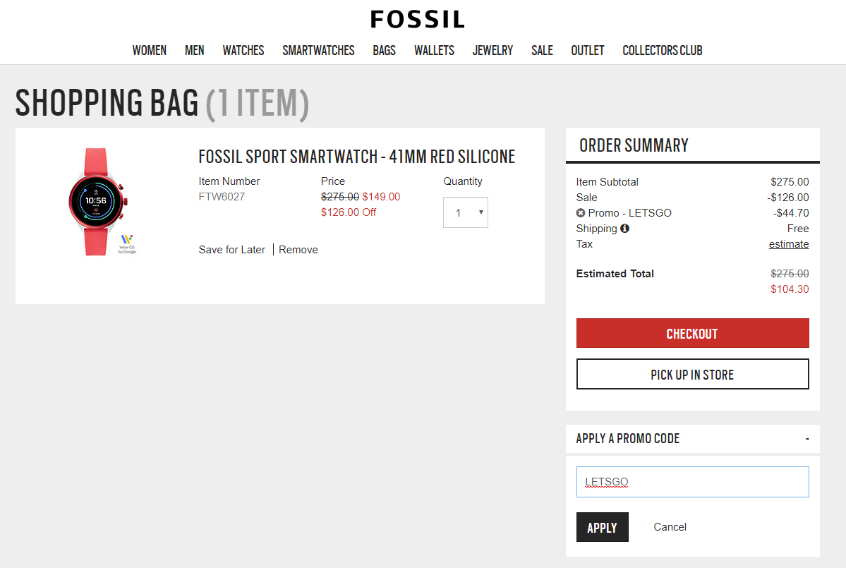 Fossil Sport Gen 4 on sale at a new low of $104 ($45 off)