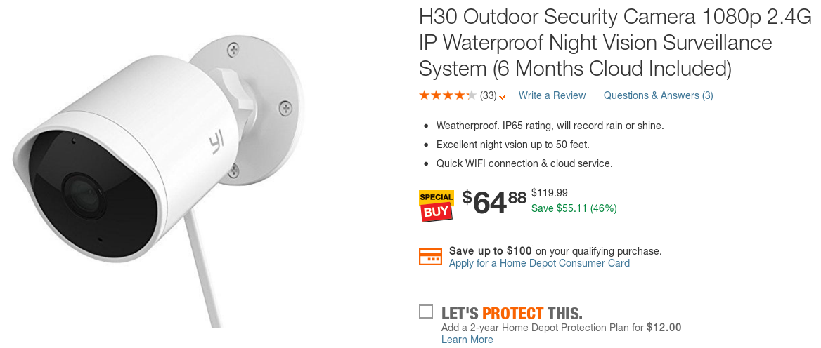 Get the YI Outdoor Camera for just $65 ($55 off) with six months of ...