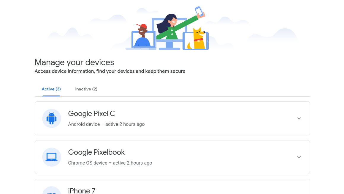 New 'My Devices' Google account page shows computers, too
