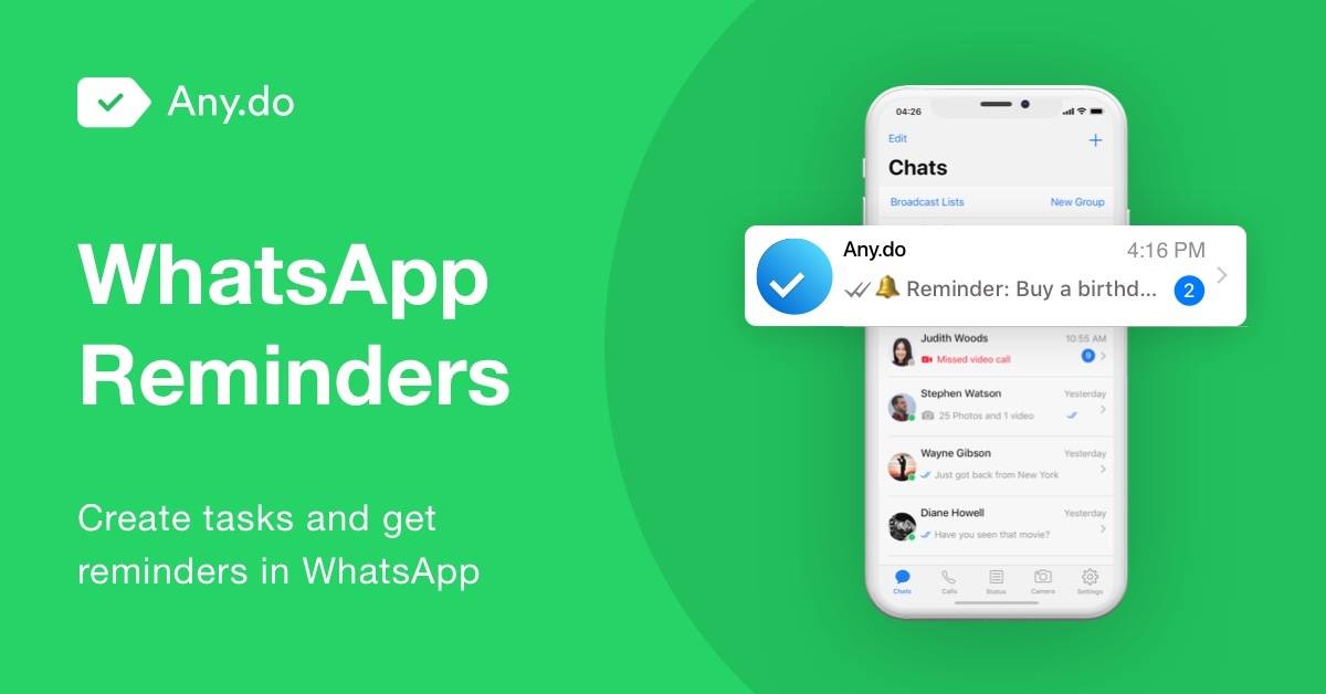 Any.do and WhatsApp team up to let you set tasks and reminders via chat