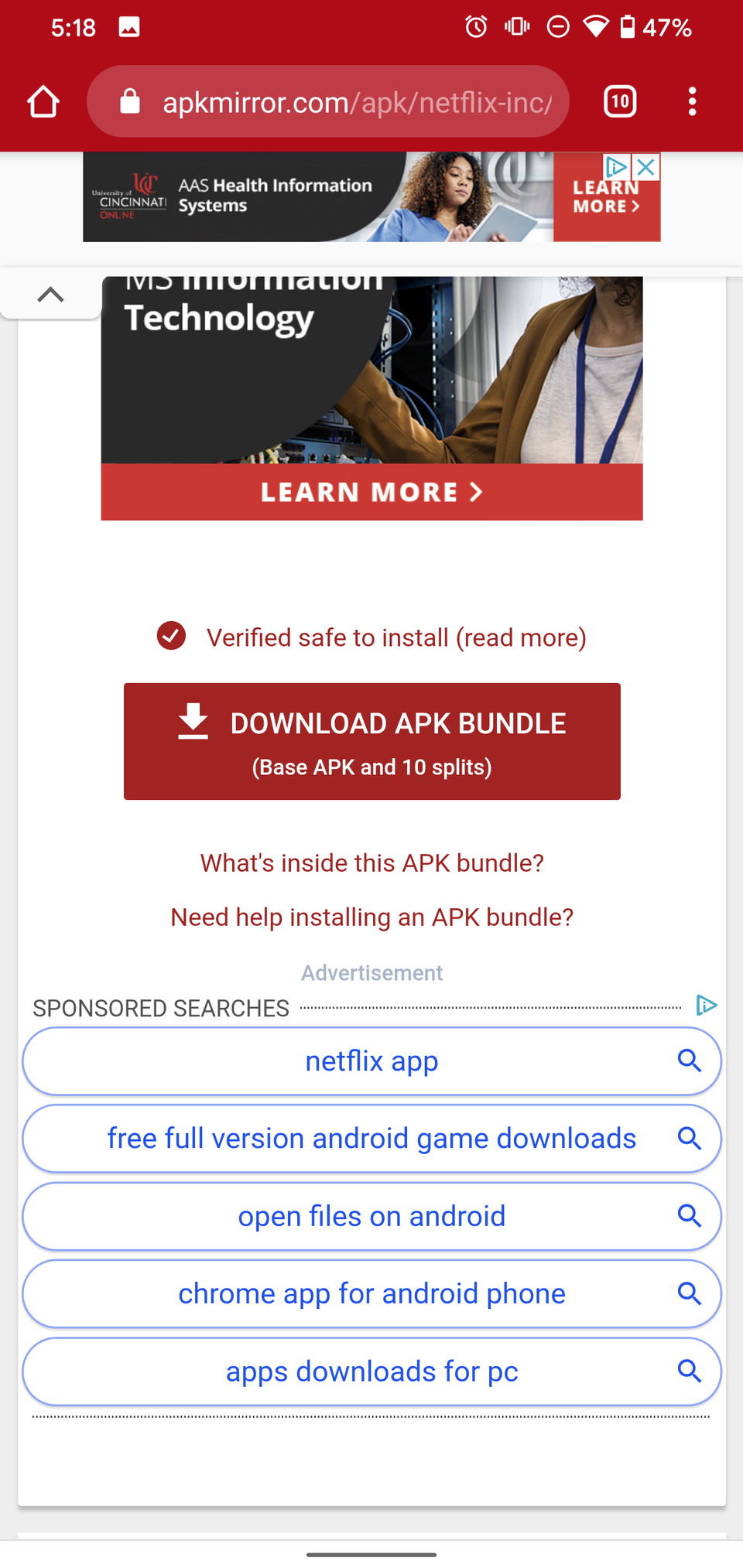 كيفية العودة إلى الإصدار الأقدم من التطبيق على Android 11 زر تنزيل APK Mirror لحزمة التطبيق
