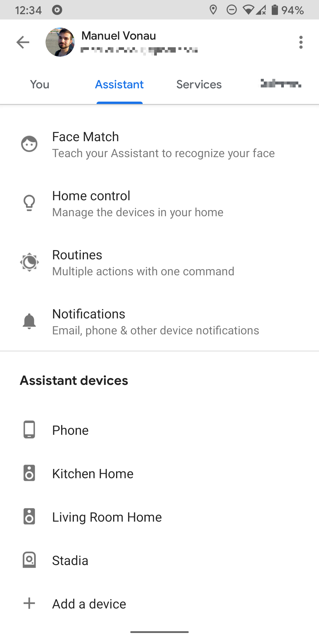 Google Assistant tests tab-less settings interface with search bar