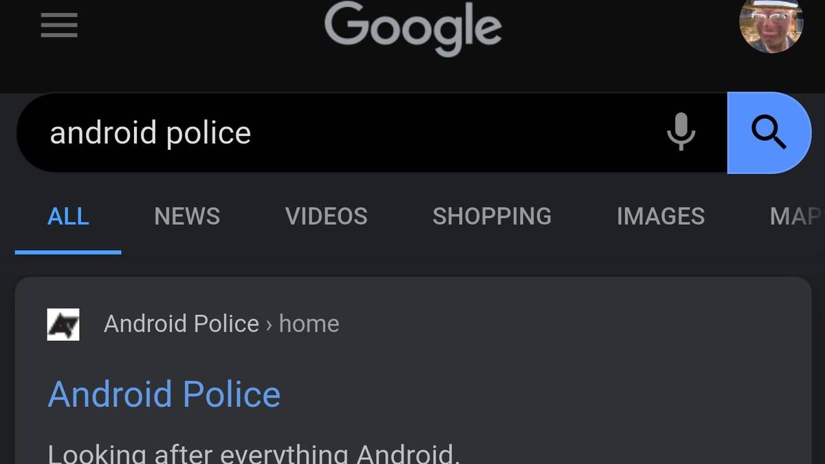 Chrome tests dark theme for mobile Google Search
