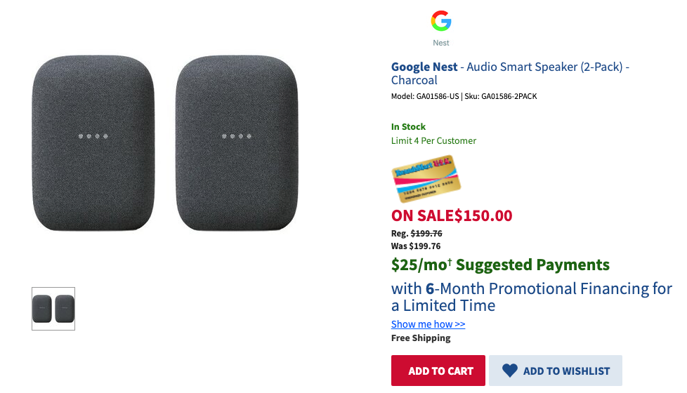 Get a Google Nest Audio 2-pack for $150 ($48 off)