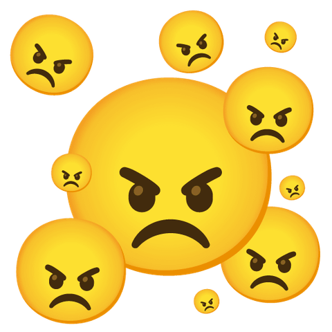 Multiple angry emojis made in Emoji Kitchen